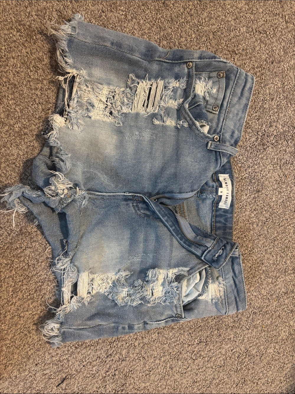 Almost Famous Distressed Light Blue Denim Jean Shorts